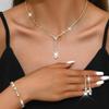 Unicra Gold Bridal Necklace Earrings Bracelet Set Crystal Wedding Jewelry Set Rhinestone Choker Necklace for Women and Brides view 3