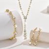 Unicra Gold Bridal Necklace Earrings Bracelet Set Crystal Wedding Jewelry Set Rhinestone Choker Necklace for Women and Brides view 4