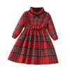 Toddler Kids Child Infant Baby Girls Long Sleeve Patchwork Plaid Bowknot Princess Dress Clothes (Red, 5-6 Years) view 1