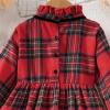 Toddler Kids Child Infant Baby Girls Long Sleeve Patchwork Plaid Bowknot Princess Dress Clothes (Red, 5-6 Years) view 2
