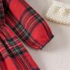 Toddler Kids Child Infant Baby Girls Long Sleeve Patchwork Plaid Bowknot Princess Dress Clothes (Red, 5-6 Years) view 3