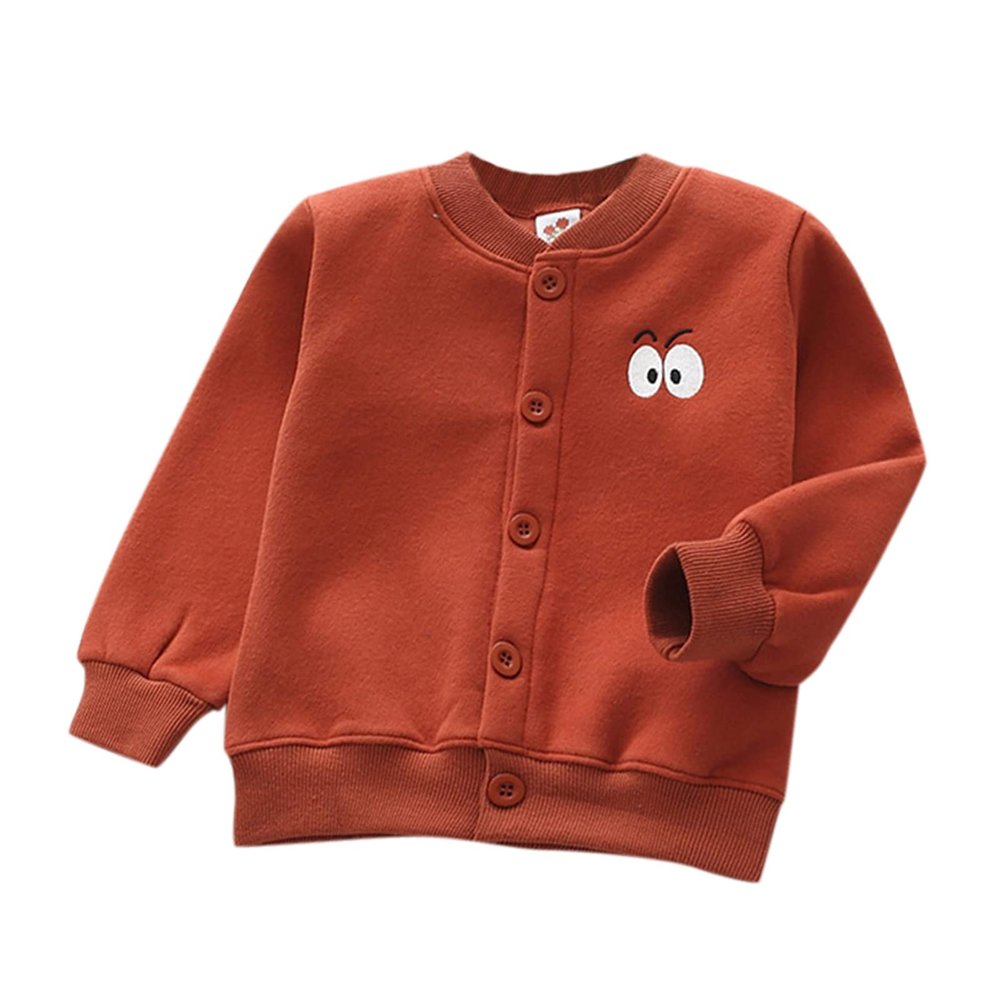 Child Toddler Kids Infant Boys Girls Long Sleeve Cartoon Embroidery Thick Cardigan Coat Toddler Girl (Red, 2-3 Years)