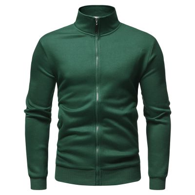 Men's Casual Full Zip Stand Collar Cardigans Lightweight Fleece Mock Neck Sweatshirt Slim Fit Winter Warm Jacket (Green,Medium)