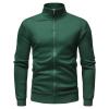 Men's Casual Full Zip Stand Collar Cardigans Lightweight Fleece Mock Neck Sweatshirt Slim Fit Winter Warm Jacket (Green,Medium) view 1