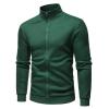 Men's Casual Full Zip Stand Collar Cardigans Lightweight Fleece Mock Neck Sweatshirt Slim Fit Winter Warm Jacket (Green,Medium) view 2