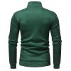 Men's Casual Full Zip Stand Collar Cardigans Lightweight Fleece Mock Neck Sweatshirt Slim Fit Winter Warm Jacket (Green,Medium) view 3