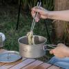 iBasingo 1.2L Titanium Soup Pot with Lid Camping Cookware with Foldable Handle Portable Lightweight Outdoor Kitchen Cooking Kit Backpacking Hiking Picnic Fishing Mountaineering Ti2106C (1 pc) view 3
