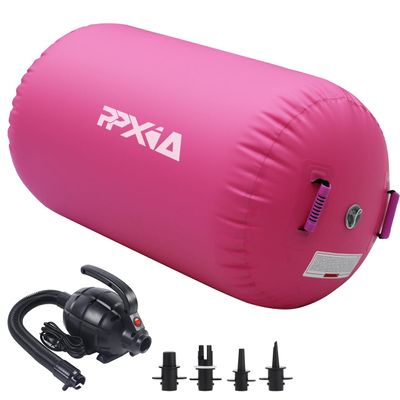 PPXIA Gymnastics Air Roller Air Barrel Inflatable Tumbling Mat, Tumble Track Backhandspring Mat Gymnastic Equipment with Pump for Yoga Training Cheerleading Home Use