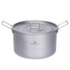 iBasingo 2.4L Titanium Soup Pot with Lid Camping Cookware with Foldable Handle Portable Lightweight Outdoor Kitchen Cooking Kit for Backpacking Hiking Picnic Fishing Mountaineering Ti2108C view 1
