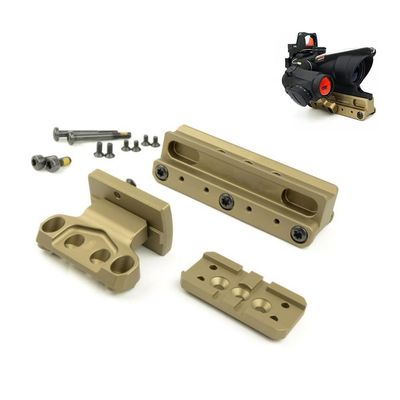 ZTFSETD Tactical Scope Mount for Fiber Optic Scope, with Offset Optic Base and Adapter Plate Set Compatible with T2 RMR Red Dot Sight, Tan