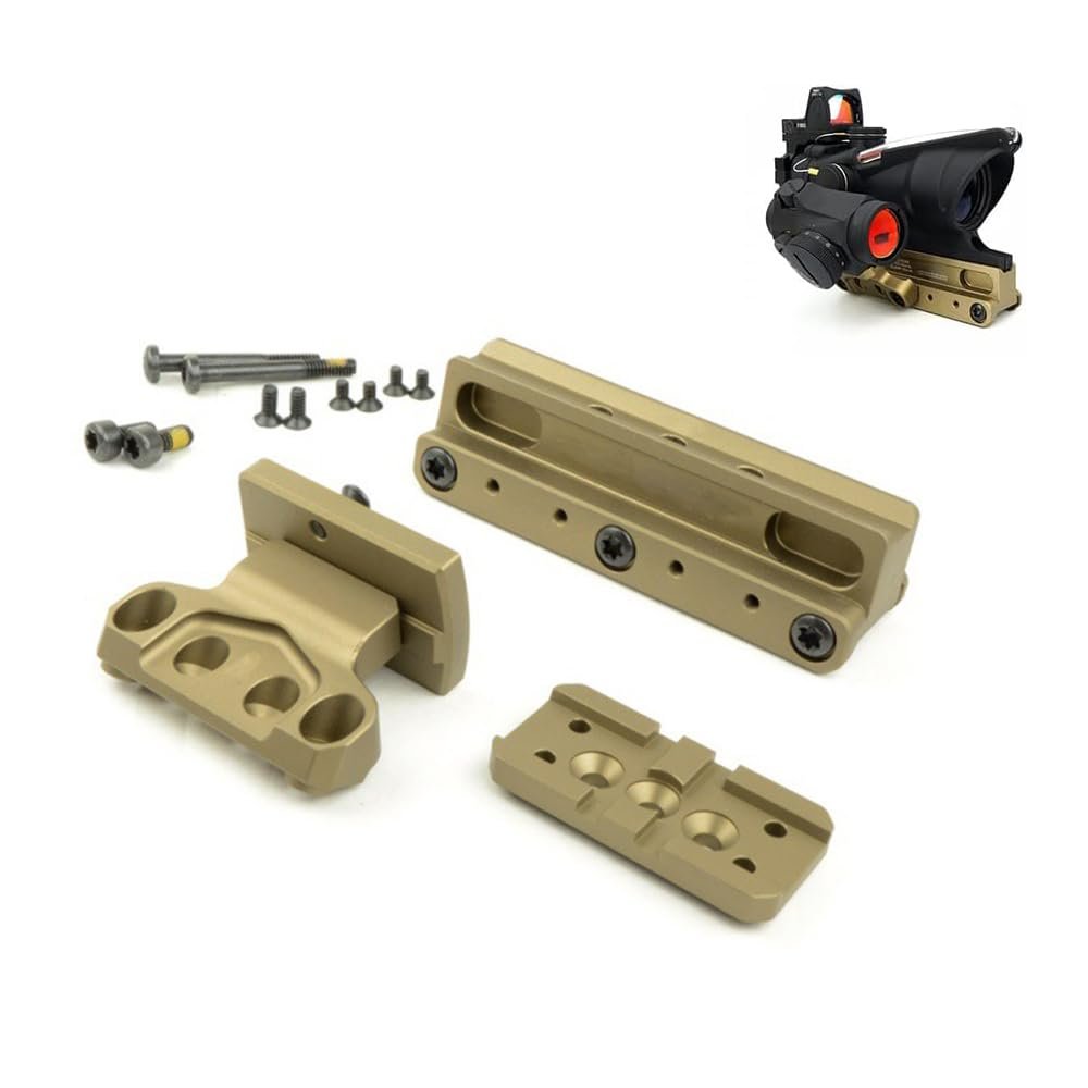 ZTFSETD Tactical Scope Mount for Fiber Optic Scope, with Offset Optic Base and Adapter Plate Set Compatible with T2 RMR Red Dot Sight, Tan