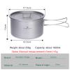 iBasingo 1.8L Titanium Cooking Pot with Lid Camping Cookware with Foldable Handle Outdoor Portable Lightweight Cooking Kit for Backpacking Hiking Picnic Fishing Mountaineering Ti2107C (1 pc) view 2