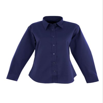 21Fashion Womens Button Down Slim Fit Dress Shirt Ladies Full Sleeve Office Pinpoint Shirt Navy