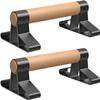 SELEWARE Wood Push up Bars Parallettes Bars Anti-Slip Handstand Bars for Calisthenics, Fitness, Floor Workouts Solid Wood with Sturdy Metal Bracket, Support 600 lbs 10 * 6.5 * 4 inch view 1