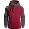Maiyifu-GJ Men's Slim Fit Long Sleeve Hoodies Lightweight Color Block Pullover Hoodie Hipster Sports Gym Hooded Sweatshirt (Red,X-Large) view 1