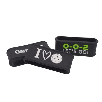 Palms-O-Aces | Pickleball Grip Bands | Silicone Paddle Grip Bands for Securing Overgrips & Paddle Identification | Embossed Non-Slip | Universal Fit Pickleball Accessory & Gift for Players | Black 3A