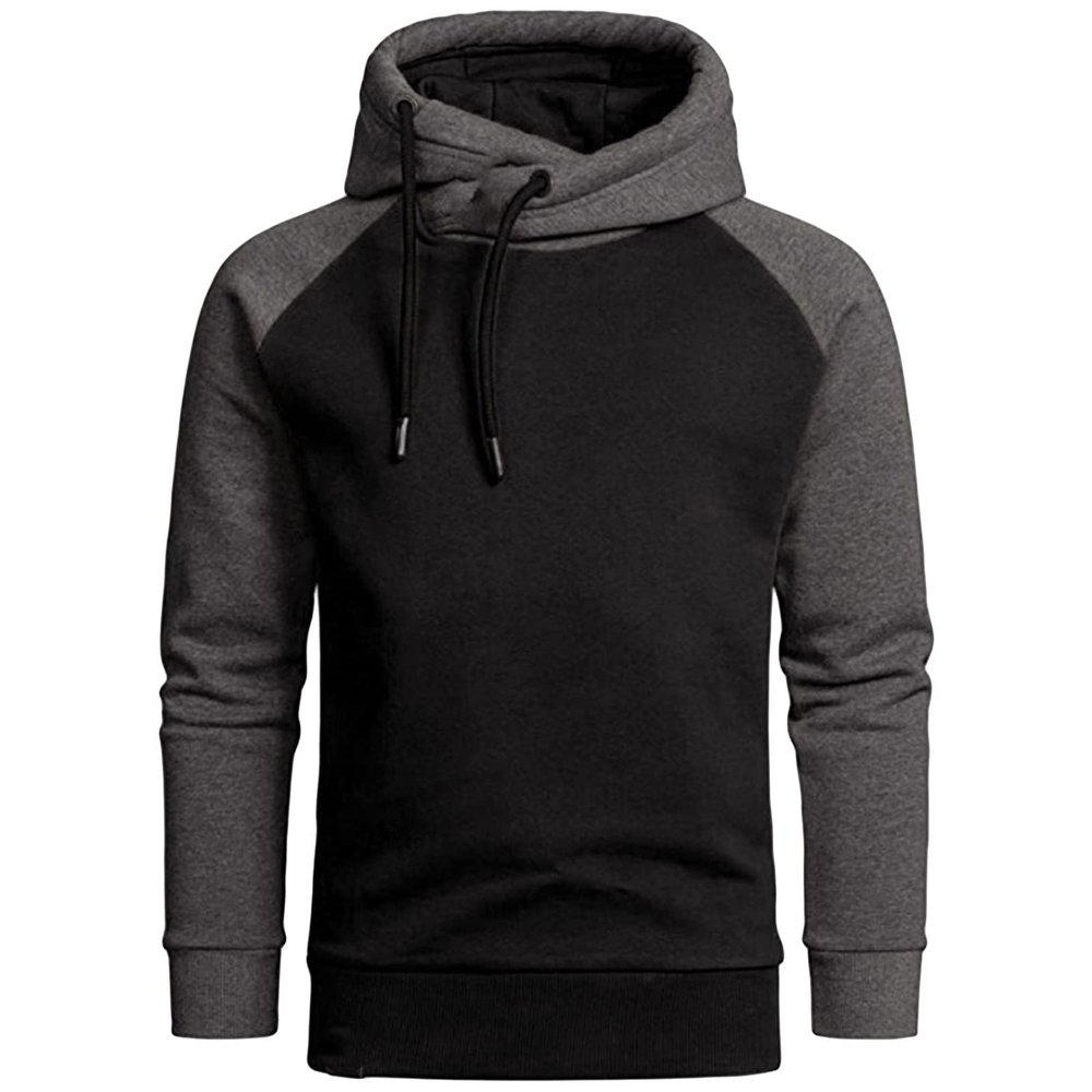 Men's Slim Fit Long Sleeve Hoodies Lightweight Color Block Pullover Hoodie Hipster Sports Gym Hooded Sweatshirt (Black,3X-Large)