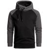 Men's Slim Fit Long Sleeve Hoodies Lightweight Color Block Pullover Hoodie Hipster Sports Gym Hooded Sweatshirt (Black,3X-Large) view 1