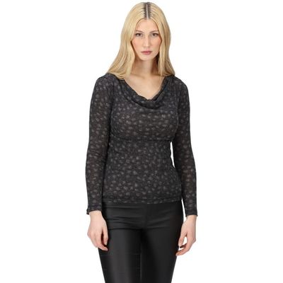 Regatta Womens/Ladies Frayda Animal Print Cowl Neck Top (8 US) (Black/Storm Grey)
