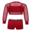 winying Kids Girls Printed Summer Net Long Sleeve Vest Top with Sport Bra and Booty Shorts Tennis Set Sport Outfits Red 10 Years view 2