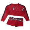 winying Kids Girls Printed Summer Net Long Sleeve Vest Top with Sport Bra and Booty Shorts Tennis Set Sport Outfits Red 10 Years view 3
