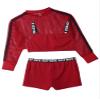 winying Kids Girls Printed Summer Net Long Sleeve Vest Top with Sport Bra and Booty Shorts Tennis Set Sport Outfits Red 10 Years view 4