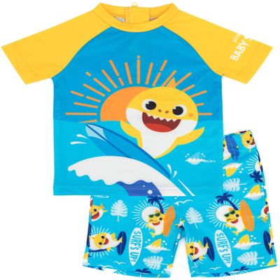 Baby Shark Swimsuit Boys Toddlers 2 Piece Blue T-Shirt Shorts Surf Suit 5-6 Years