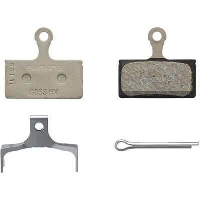 SHIMANO G05S-RX Disc Brake Pad and Spring - Resin Compound, Stainless Steel Back Plate, Box/25 Pair