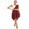 YOOJOO Womens Color Block Praise Liturgical Dancewear Tunic Sleeveless Irregular Hem Lyrical Dance Dress V Neck#02 Medium view 2