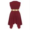 YOOJOO Womens Color Block Praise Liturgical Dancewear Tunic Sleeveless Irregular Hem Lyrical Dance Dress V Neck#02 Medium view 3