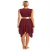 YOOJOO Womens Color Block Praise Liturgical Dancewear Tunic Sleeveless Irregular Hem Lyrical Dance Dress V Neck#02 Medium view 4