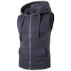 Men's Zip Up Hoodie Tank Tops Sleeveless Bodybuilding Fitness Muscle Hoodies Lightweight Gym Hooded Vest Blouse (Dark Grey,Large) view 1