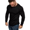 Maiyifu-GJ Men's Long Sleeve Muscle Fitted T-Shirt Gym Workout Athletic Stretch Shirts Crew Neck Bodybuilding Training Top (Black,X-Large) view 2