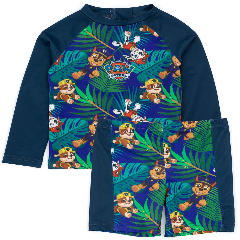 Paw Patrol Swimsuit Boys Toddlers 2 Piece T-Shirt Shorts Swim Set 18-24 Months Navy