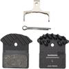 Shimano J05A-RF Disc Brake Pad and Spring - Resin Compound, Finned Aluminum Back Plate view 1