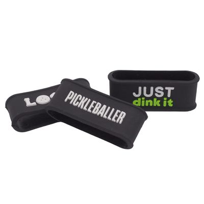 Palms-O-Aces | Pickleball Grip Bands | Silicone Paddle Grip Bands for Securing Overgrips & Paddle Identification | Embossed Non-Slip | Universal Fit Pickleball Accessory & Gift for Players | Black 3B