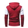 Maiyifu-GJ Men's Patchwork Slim Fit Hoodies Color Block Sport Hooded Sweatshirt Long Sleeve Contrast Color Pullover Hoodie (Red,X-Large) view 2
