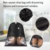 15 Pieces Travel Shoe Bag, Large Non-Woven Drawstring Shoes Storage Bags with Transparent Slot for Men and Women (Black) view 2