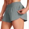 CRZ YOGA Dolphin Athletic Shorts for Women 5" - High Waisted Quick Dry for Running Workout Gym Track with Zip Pocket Grey Sage Medium view 1
