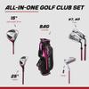 Aspire X-Lite Super Performance Junior Golf Club Set - Right-Handed Kids Golf Set with Driver, Hybrid, 7 Iron, Putter, Stand Bag & Headcovers - Pink Ages 6-8 view 2