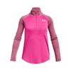 Under Armour Girls Tech Graphic Half Zip Hoodie, (652) Rebel Pink / / Metallic Silver, X-Large view 1