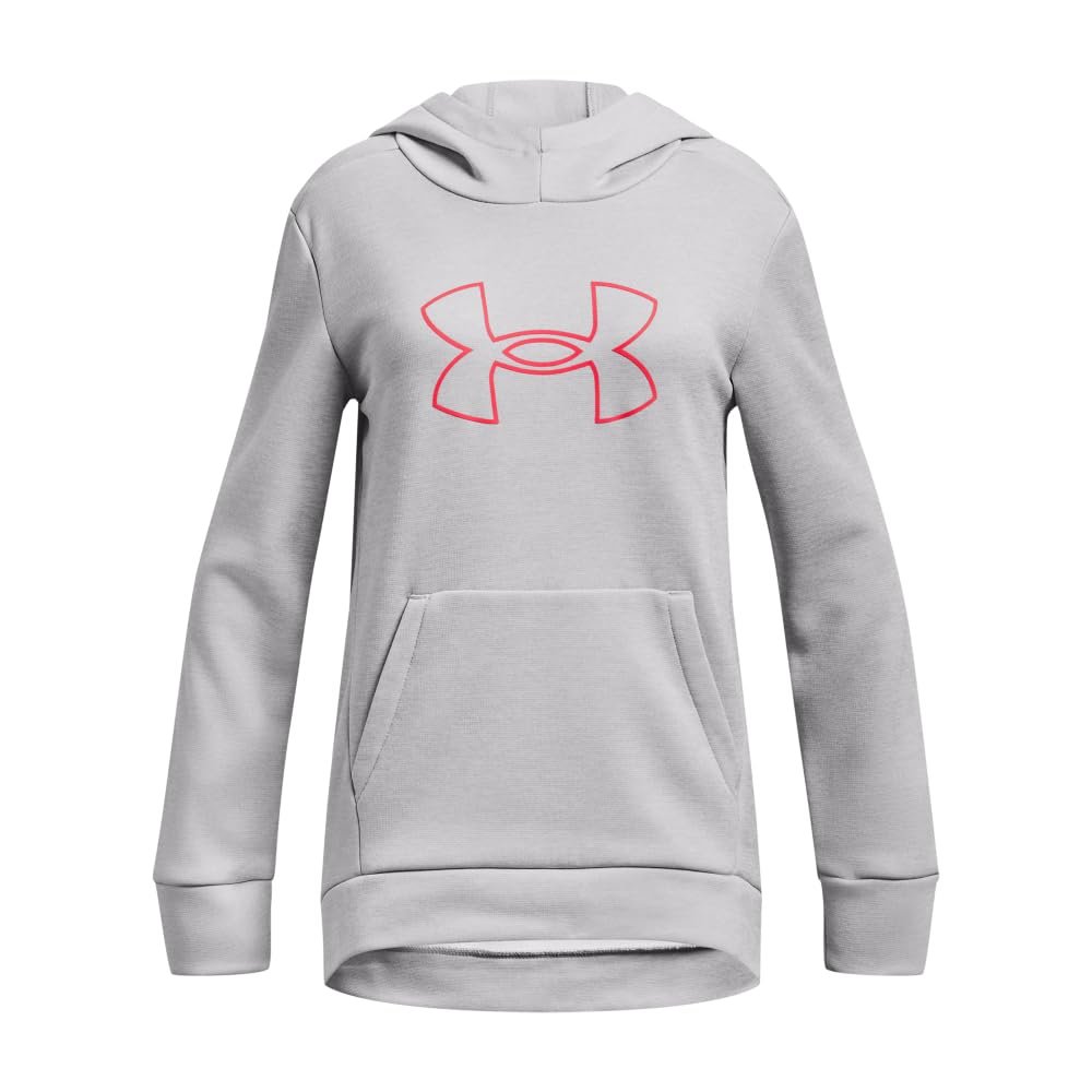 Under Armour girls Armour Fleece Big Logo Hoodie, (015) Halo Gray Medium Heather / / Beta, Small