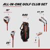 Aspire X-Lite Super Performance Junior Golf Club Set - Right-Handed Kids Golf Set with Driver, Hybrid, 7 Iron, Putter, Stand Bag & Headcovers - Orange Ages 9-12 view 2