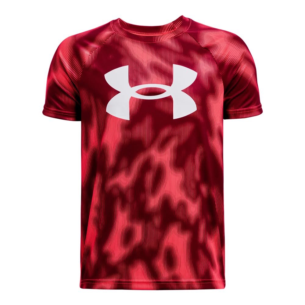 Under Armour Boys Tech Big Logo Printed Short-Sleeve T-Shirt, (629) Beta / / White, Large