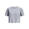 Under Armour Girls Crop Sportstyle Logo Short Sleeve, (035) Steel Light Heather / / White, Large view 1