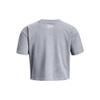Under Armour Girls Crop Sportstyle Logo Short Sleeve, (035) Steel Light Heather / / White, Large view 2
