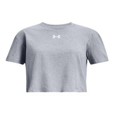 Under Armour Girls Crop Sportstyle Logo Short Sleeve, (464) Water / / White, Large