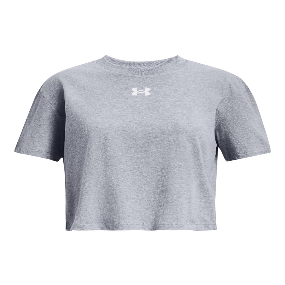 Under Armour Girls Crop Sportstyle Logo Short Sleeve, (464) Water / / White, Large