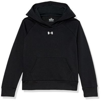 Under Armour girls Rival Fleece Hoodie, (001) Black / / White, Small