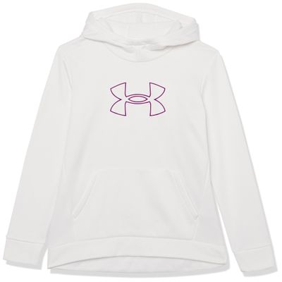 Under Armour girls Armour Fleece Big Logo Hoodie, (100) White / / Mystic Magenta, X-Small